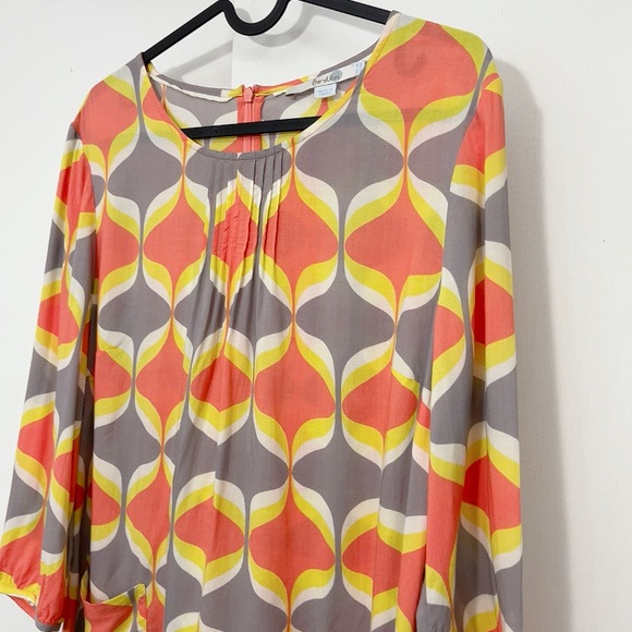 BODEN | ORANGE & GRAY PRINTED POCKET TOP BLOUSE - Picture 2 of 12